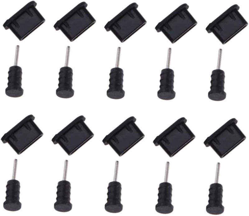 10 Pairs Black USB and Headphone Port Protectors Easy to Install - Image 1